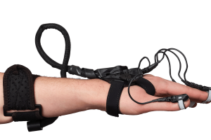 Shadow Dexterous Glove on the Hand of an operator, horizontal